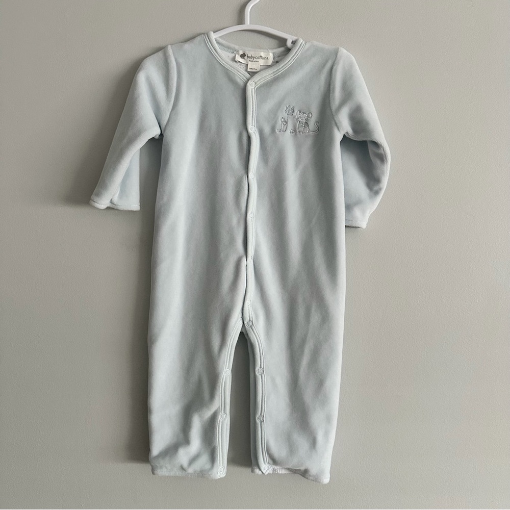 babycottons Soft Blue Footed One Piece Size 3 M